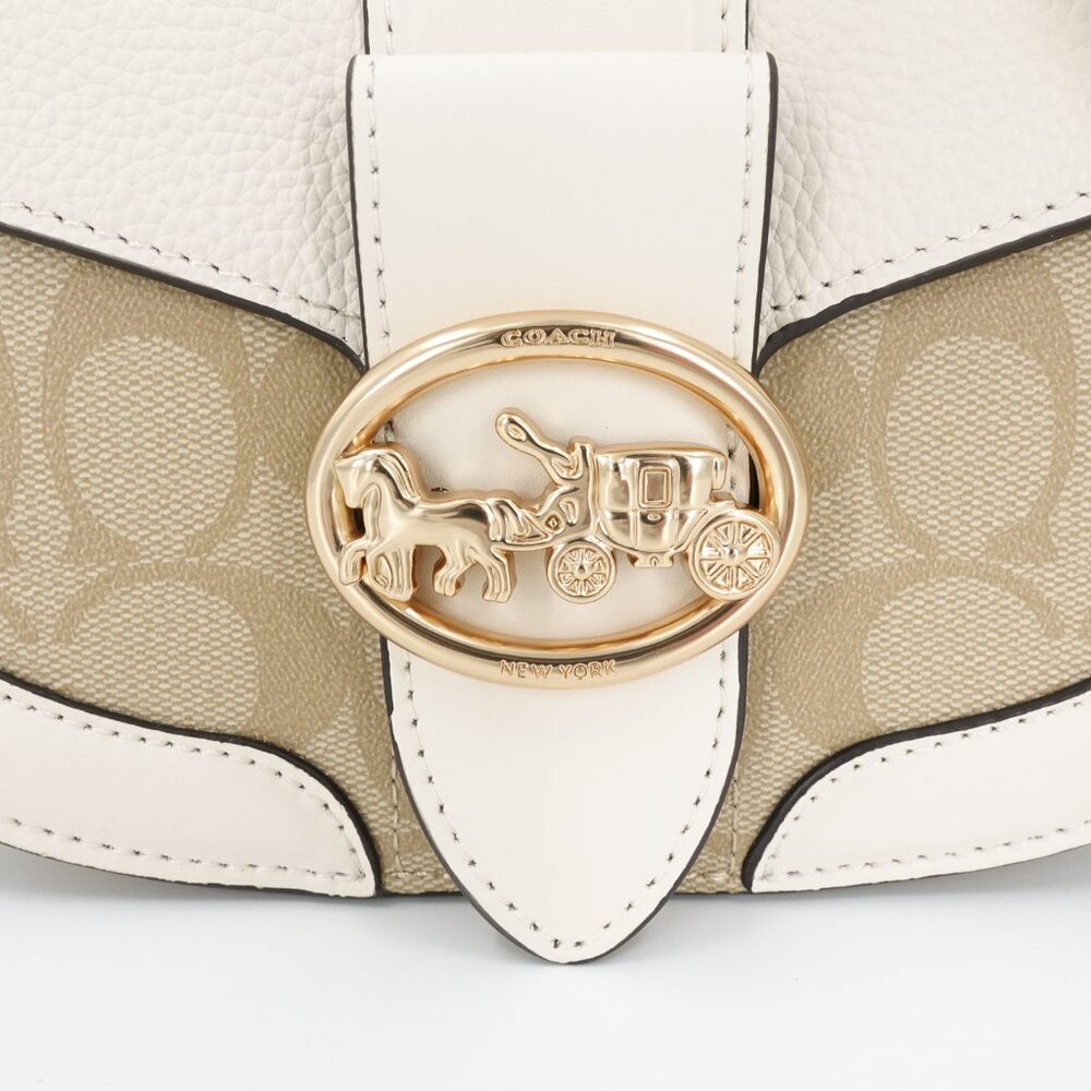 Coach Women's Georgie Saddle Bag in Signature Canvas White Size OS - Picture 7 of 11